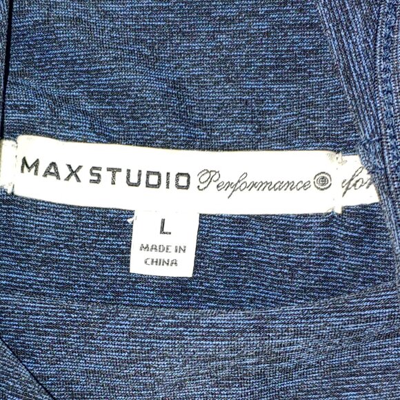 Max Studio Performance Long Sleeves Cowlneck Top Size L Blue - Picture 2 of 9